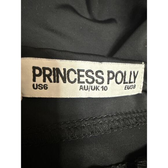 Princess Polly Women's Black Sleeveless Mock Neck Side Tie Tank Top Size 6 - Picture 3 of 4